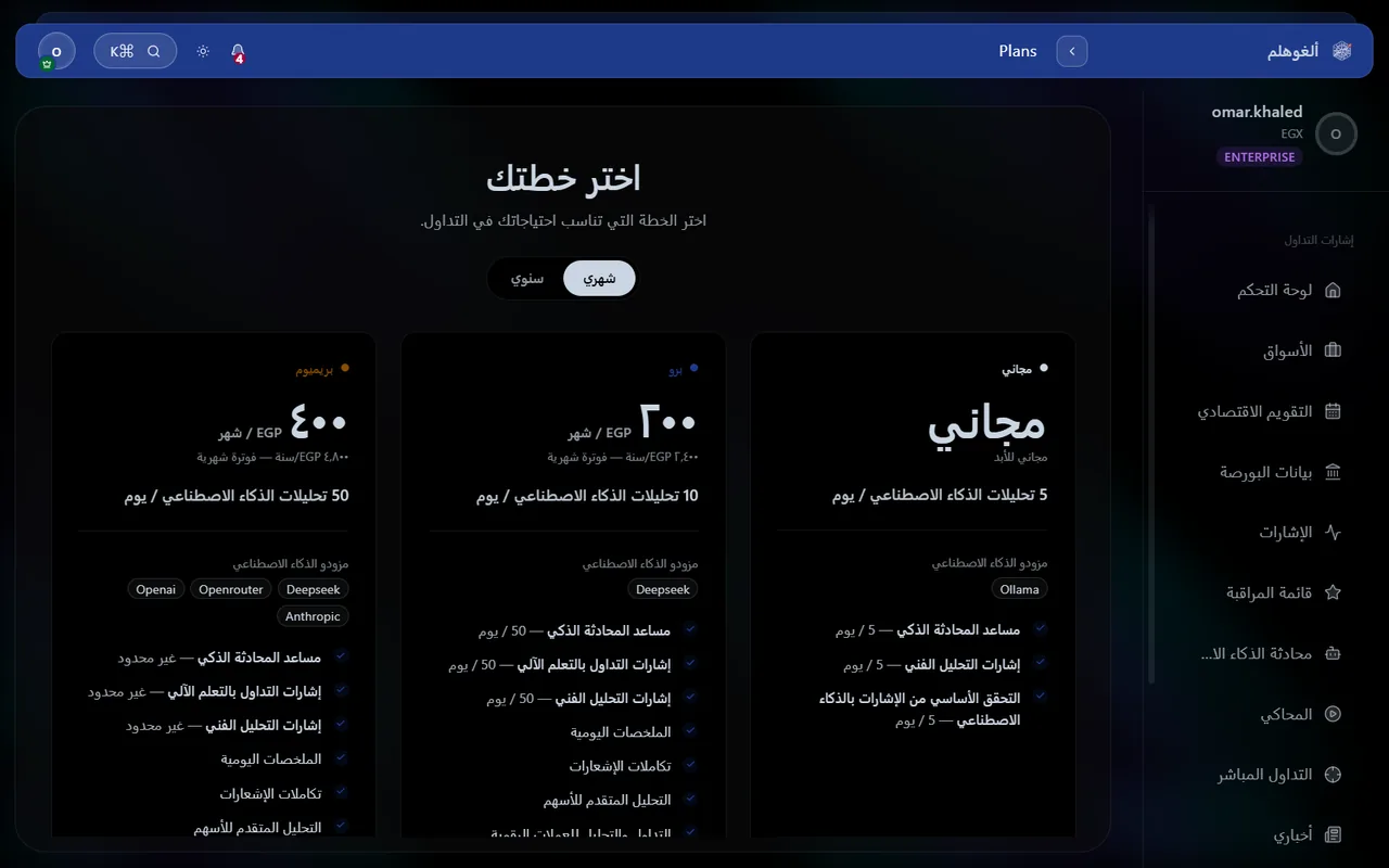 الخطط والفوترة